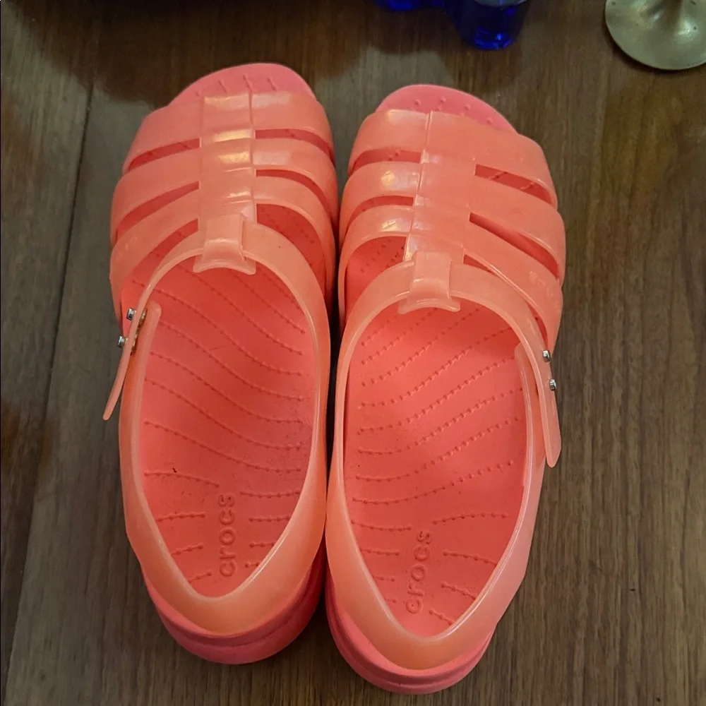 CROCS Splash Women’s Fisherman Jellies Coral Sandals - Picture 1 of 4